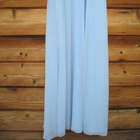 Mac Duggal 55035 Womens Blue High Neck Chiffon Gown with Bow - Picture 9 of 13